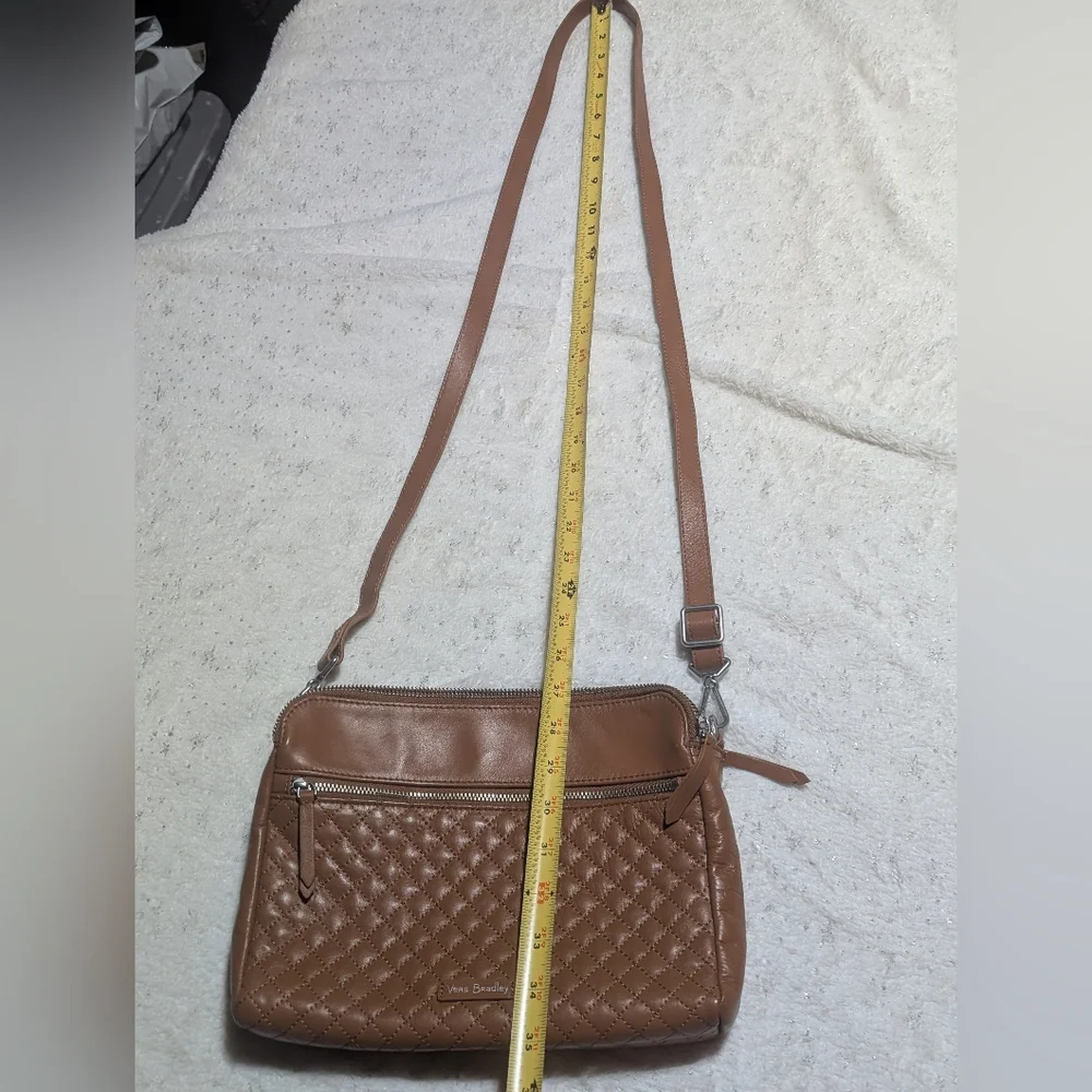 Vera Bradley Quilted Brown Leather Shoulder Bag - Picture 8 of 14